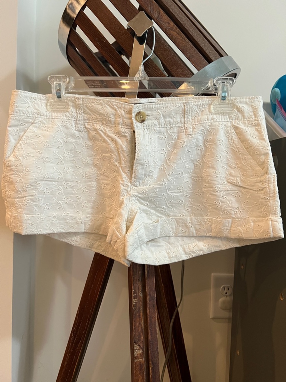 Abercrombie & Fitch White Eyelet Cotton Shorts